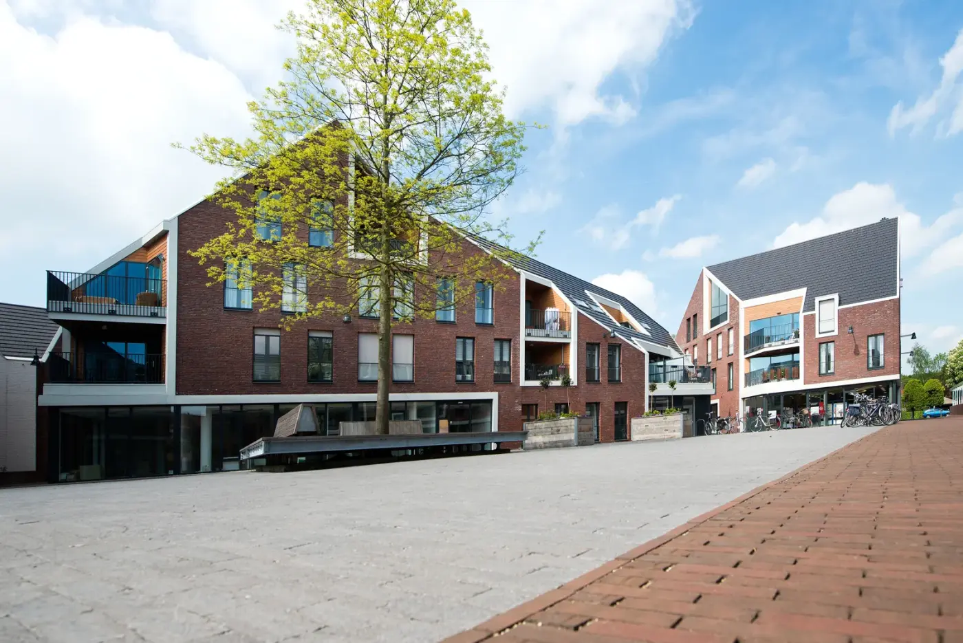 Nieuwbouw aan de Oranjeplaats in Schoonhoven, waar het Gezondheidscentrum met GHZ locatie Schoonhoven zit