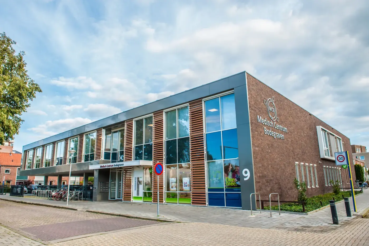 Medisch Centrum Bodegraven aan de Willem de Zwijgerstraat, waar GHZ locatie Bodegraven zit
